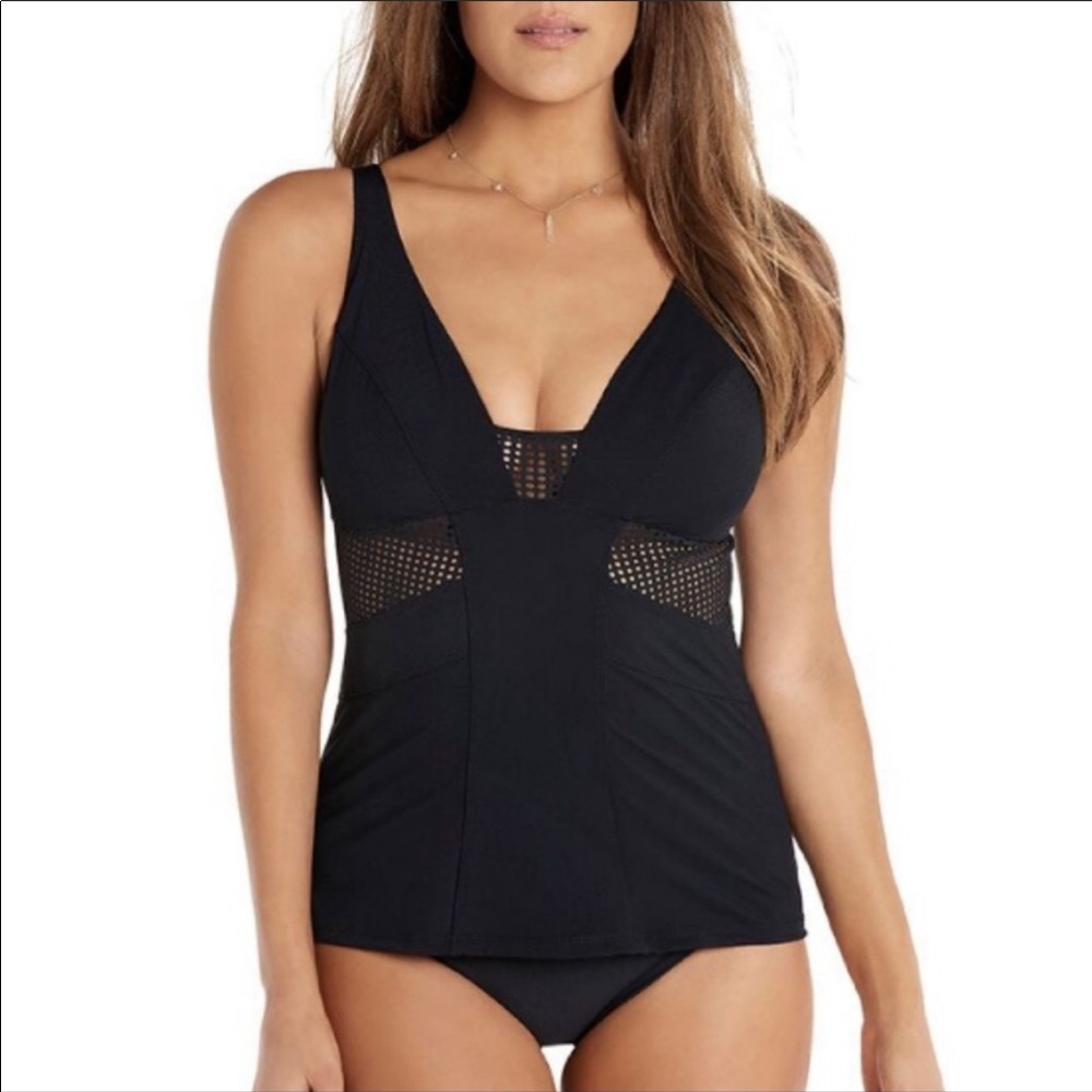 Miraclesuit Amorossa Hustle Donna Tankini Top Black Size 10 NWT